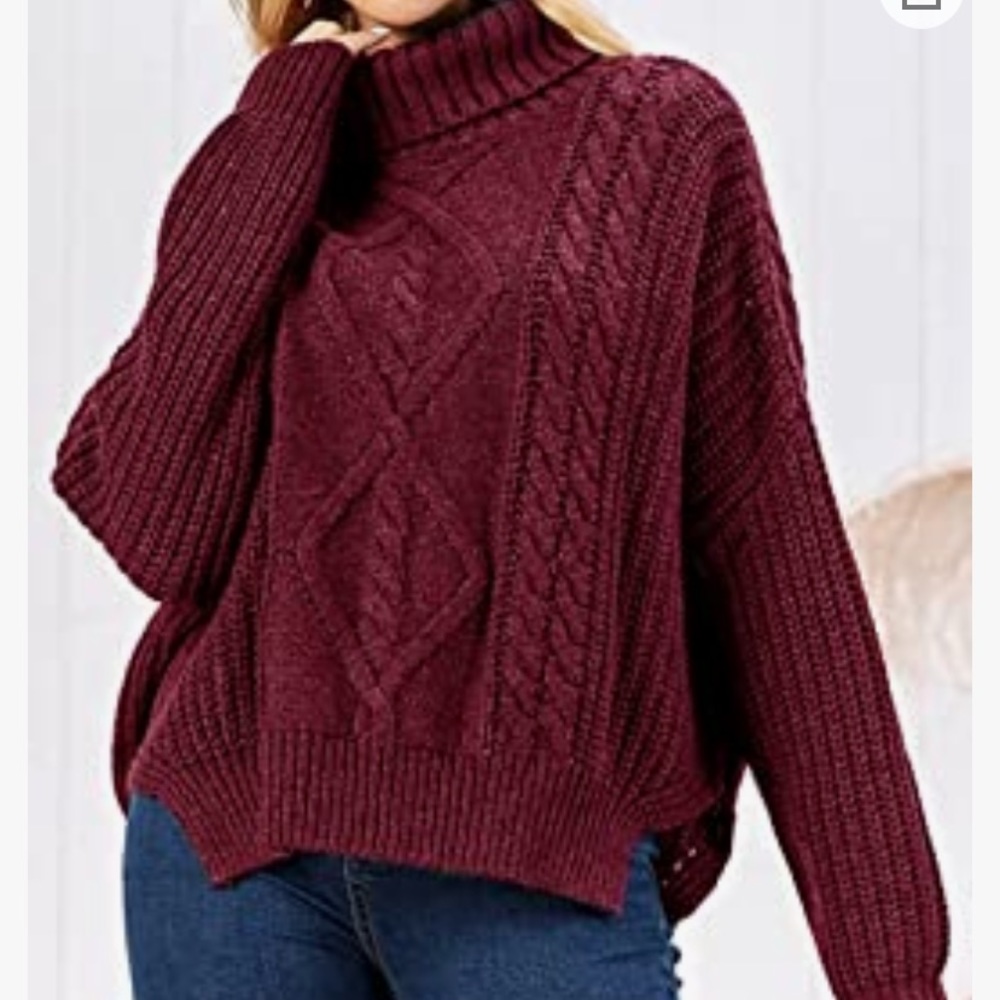 MAROON AMAZON TURTLENECK SWEATER